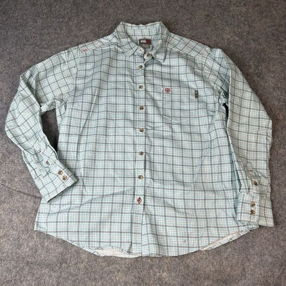 Ariat Other - Ariat Fire Resistant Shirt Mens 2XL Button Down Plaid Workwear Firefighter